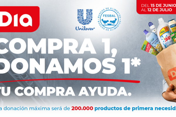 Unilever y DIA se unen en una nueva edición de «Tu Compra Ayuda» donando a los Bancos de Alimentos 200.000 productos